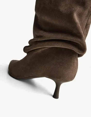 SLOUCHY KITTEN HEEL ANKLE BOOTS
