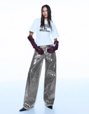 Брюки BARREL с пайетками- Заказать в России