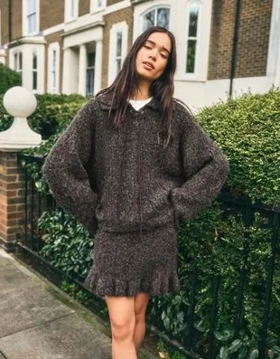 Джемпер-поло из искусственной замши с воротником и завязкой- Заказать в России