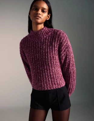 Zara Свитер с высоким воротником из ткани из крученой нити