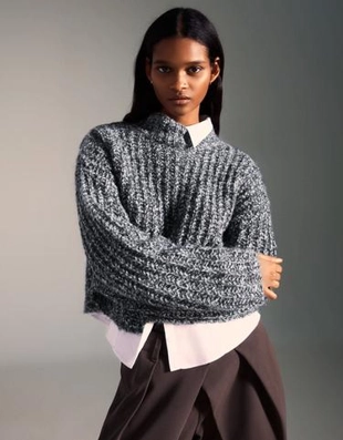 Zara Свитер с высоким воротником из ткани из крученой нити