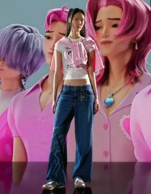 Джинсы KPOP DEMON HUNTERS SAJA BOYS свободного кроя с принтом- Заказать в России