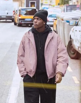 Куртка из искусственной кожи с капюшоном- Заказать в России