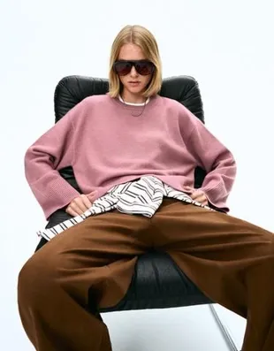 Свитер оверсайз с рифленым низом