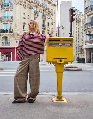 Брюки BARREL в клетку- Заказать в России