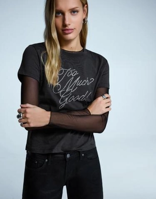 Zara Футболка с принтом и стразами