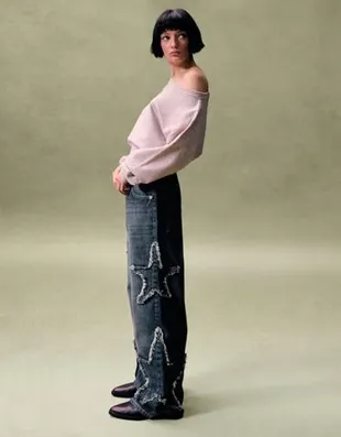 Джинсы BAGGY с вышитой звездой