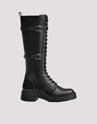 Zara FLAT LACE-UP BOOTS WITH BUCKLES