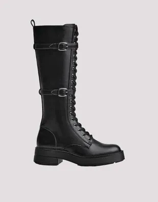 FLAT LACE-UP BOOTS WITH BUCKLES- Заказать в России