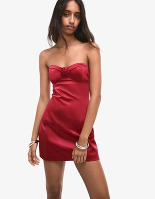 Zara Мини-платье из сатина с цветочным принтом