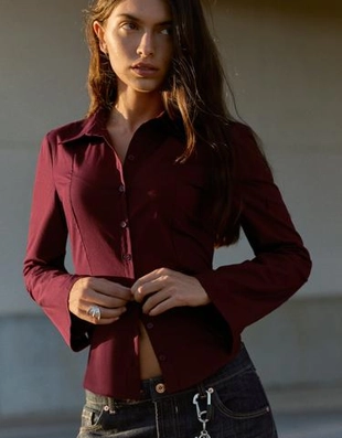 Zara Рубашка облегающего кроя с расклешенными рукавами купить с доставкой.