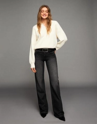 Zara Джинсы прямого кроя с широкими штанинами