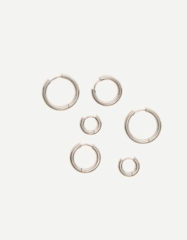 Zara Набор из 6 пар стальных серег-колец