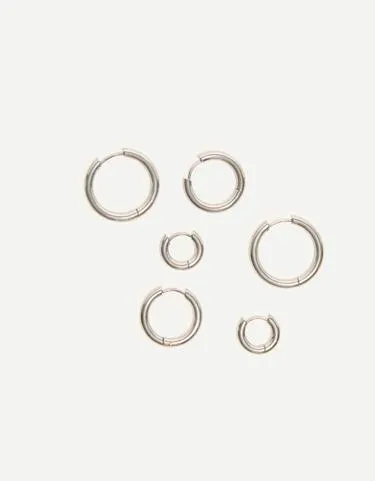 Набор из 6 пар стальных серег-колец- Заказать в России