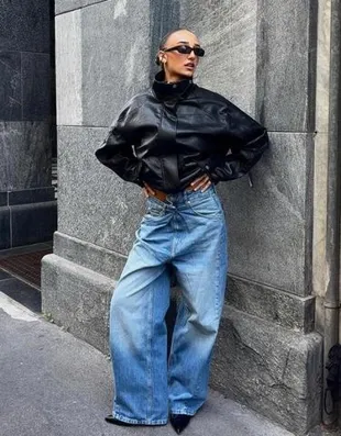 Куртка оверсайз из искусственной кожи- Заказать в России