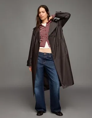 Тренч из искусственной кожи- Заказать в России