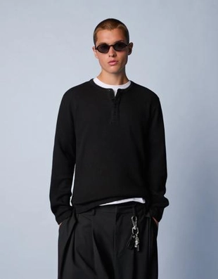 Zara Футболка хенли облегающего кроя с длинными рукавами купить с доставкой.