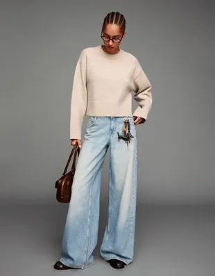 Свитер оверсайз с рифленым низом- Заказать в России