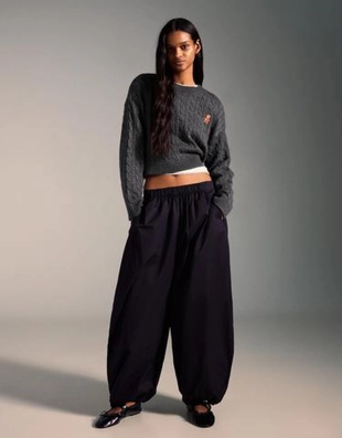 Zara Свитер с узором косы и вышивкой