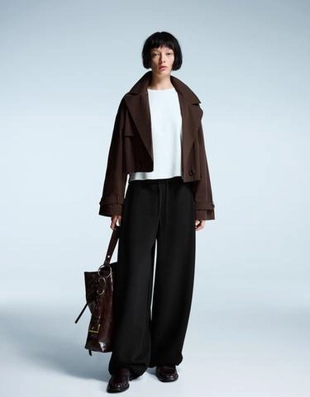 Zara Брюки BARREL из мягкой ткани с фиксаторами купить с доставкой.