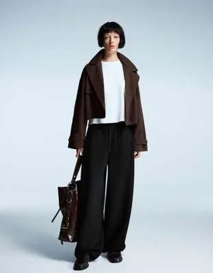 Bershka Брюки BARREL из мягкой ткани с фиксаторами