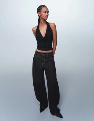 Zara Топ с горловиной халтер, драпированным вырезом и блестящим эффектом