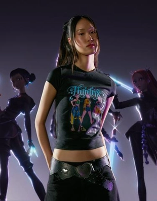 Футболка KPOP DEMON HUNTERS HUNTR/X с короткими рукавами и принтом