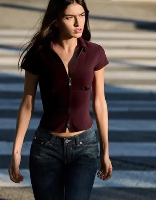 Рубашка на молнии с короткими рукавами- Заказать в России