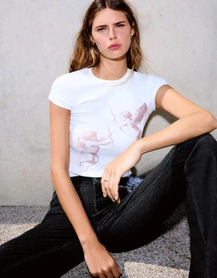 Zara Футболка с короткими рукавами и принтом