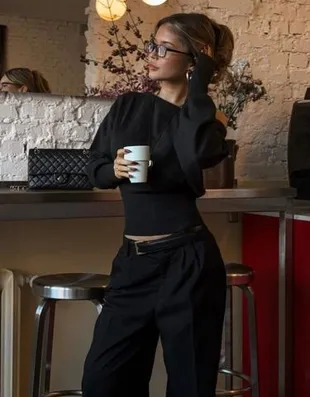 Асимметричный свитер с низом в рубчик- Заказать в России