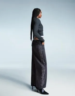 Брюки BARREL с блестящей деталью- Заказать в России