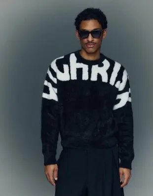 Свитер из искусственного меха с принтом