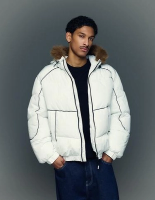 Zara TECHNICAL JACKET WITH FAUX FUR HOOD купить с доставкой.