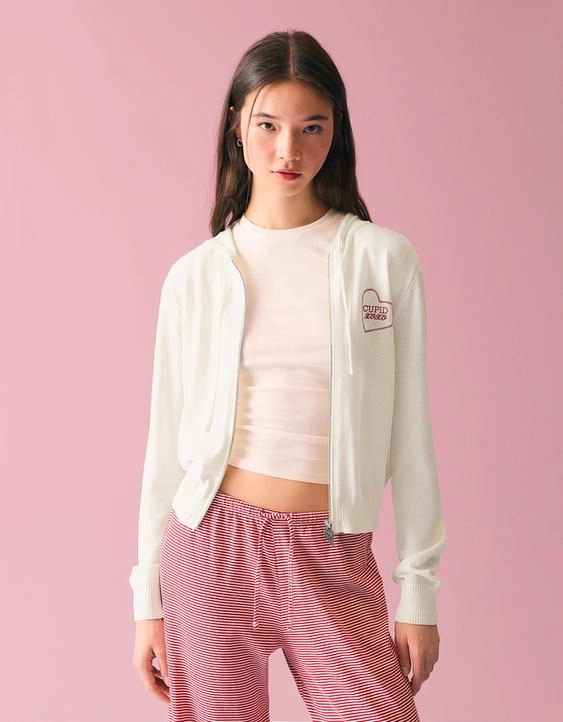 Zara Худи на молнии с капюшоном и принтом