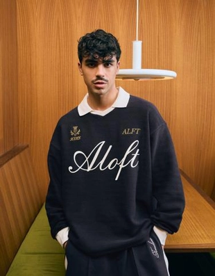 Zara Поло геометрического кроя с длинными рукавами и принтом