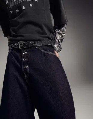 Ремень из искусственной кожи с заклепками- Заказать в России