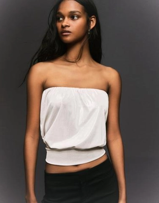 Zara Топ бандо с рукавами-фонариками