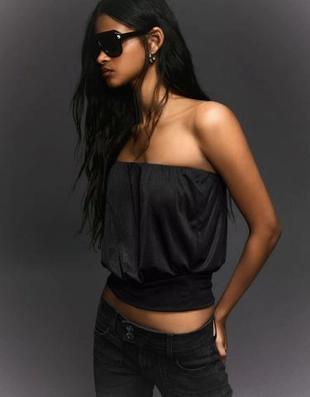 Zara Топ бандо с рукавами-фонариками