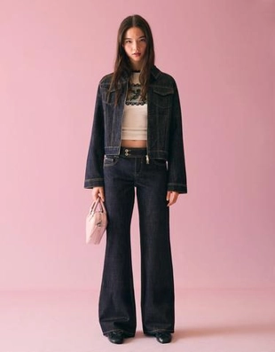 Zara Джинсы свободного кроя с принтом