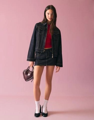 Zara Джинсовая мини-юбка с вышивкой