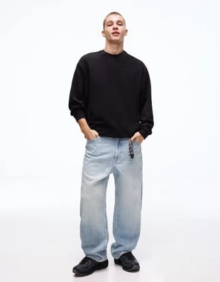 Zara Жаккардовые джинсы свободного кроя