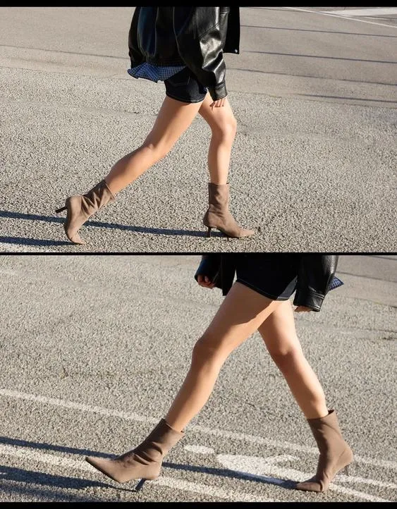 Fitted kitten heel ankle boots- Заказать в России