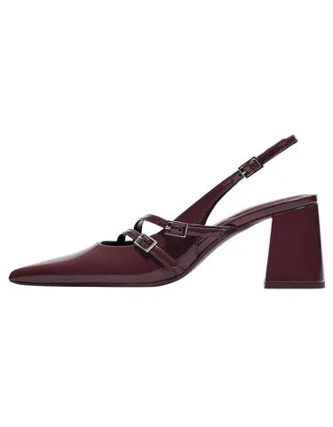 Туфли с открытой пяткой, широким каблуком и пряжками