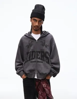 Куртка геометрического кроя с застежкой-молнией и принтом- Заказать в России