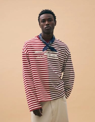 Zara Футболка в полоску с длинными рукавами и принтом купить с доставкой.