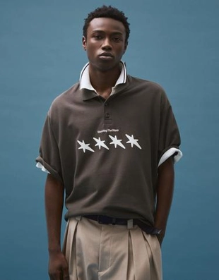 Zara Поло геометрического кроя с короткими рукавами и принтом