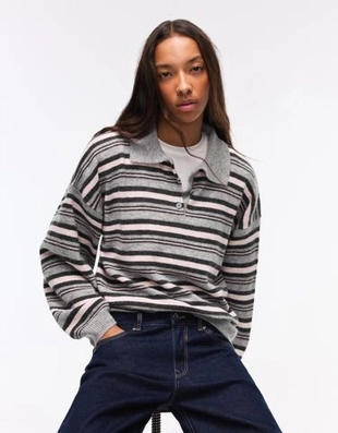 Zara Свитер с воротником поло и принтом