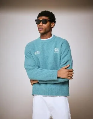 Свитер с круглым вырезом и принтом- Заказать в России