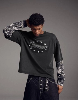 Zara Футболка с длинными рукавами и двойным принтом