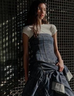 Zara Джинсовый топ из рельефной ткани